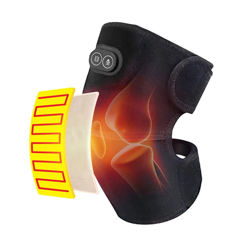 USB Electric Shoulder Brace Heated Knee Massager Vibration Massage Black Support Strap with Adjustable Three Levels of Heating